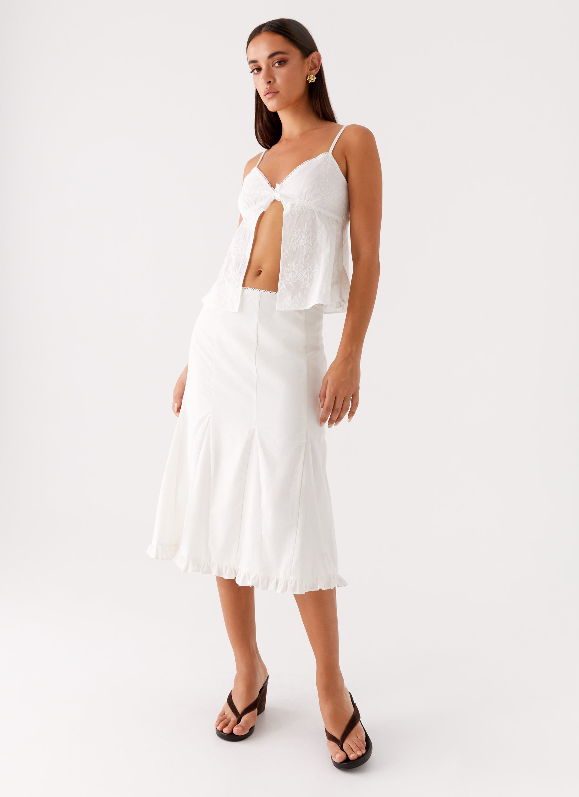 Alec Midi Skirt - White