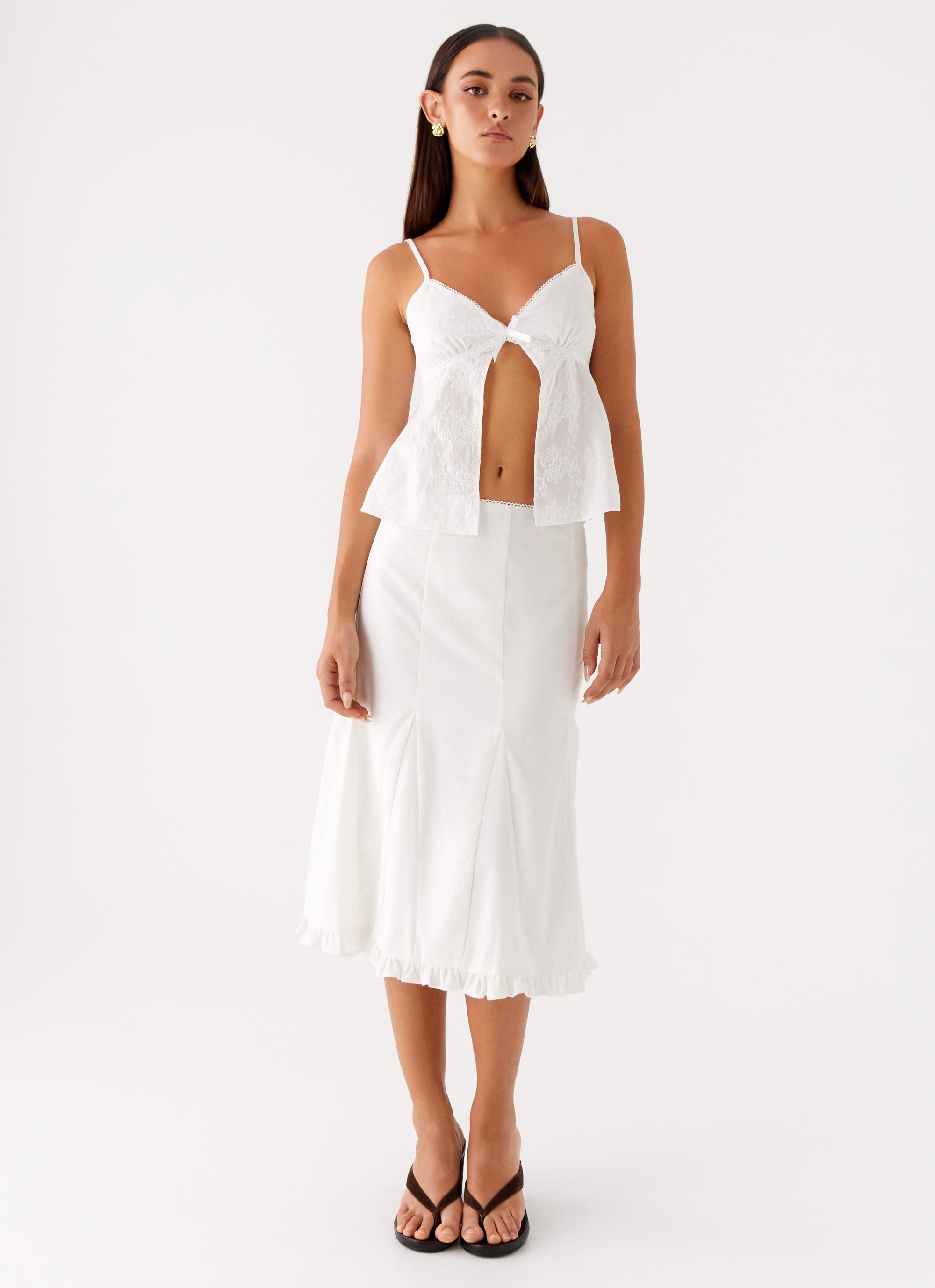 Alec Midi Skirt - White