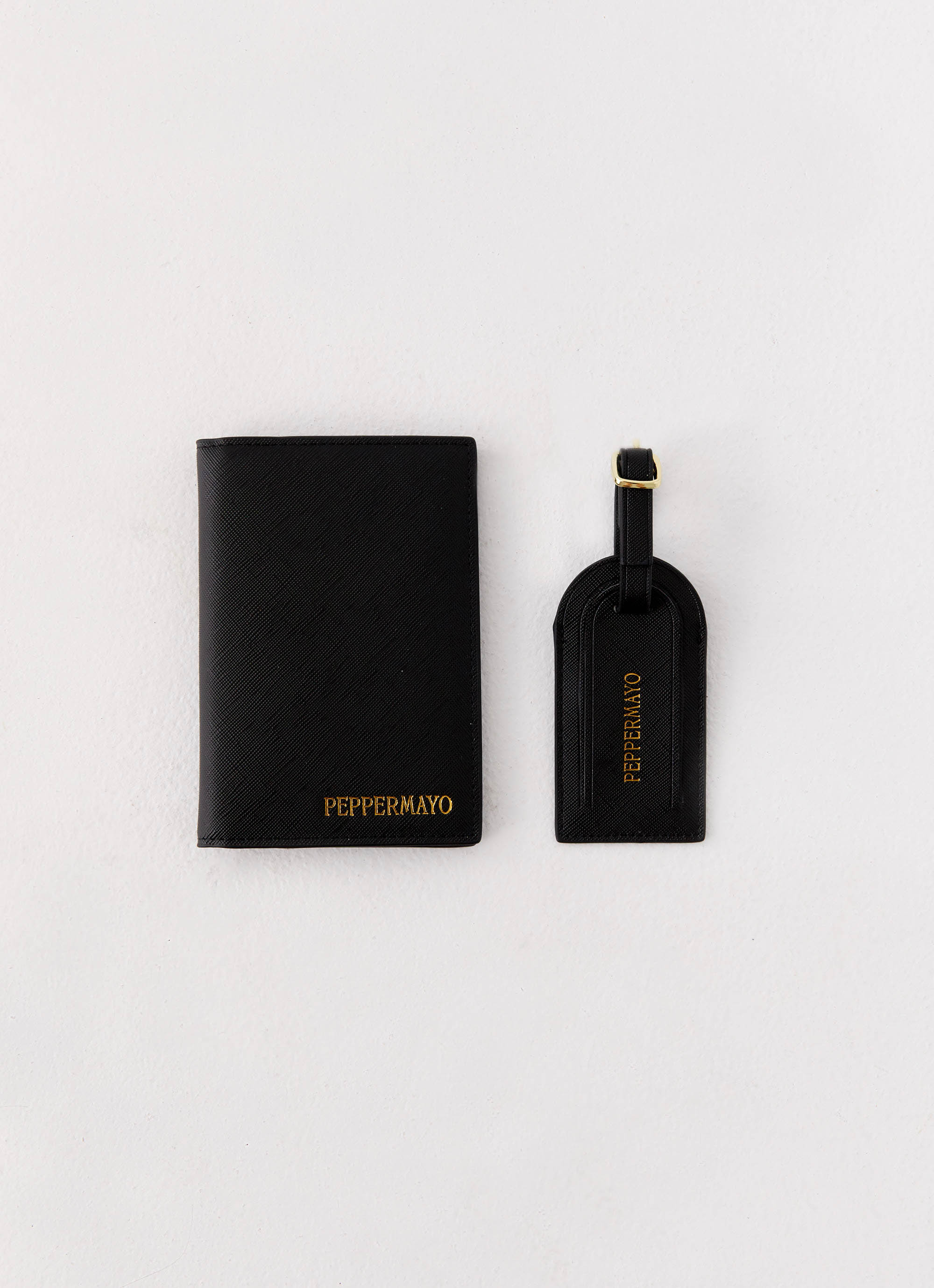 Passport Holder & Luggage Tag Set - Black
